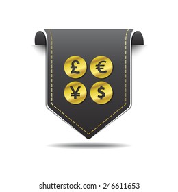 Currency Sign golden Vector Icon Design