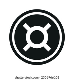 Currency sign icon. Flat black and white currency coin. Any Currency symbol. Vector isolated on white background.