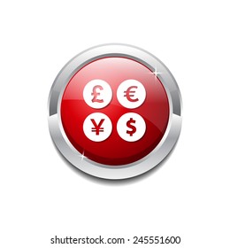 Currency Sign Red Vector Icon Button