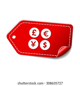 Currency Sign Red Vector Icon Design