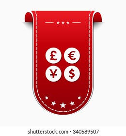 Currency Sign Red Vector Icon Design