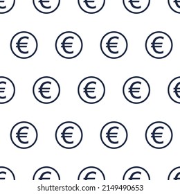 Currency sign seamless pattern, euro icons isolated on a white background. EUR currency abbreviation vector illustration. Money cash sign set.