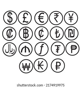 Currency sign set simple icon on white background. Vector illustration. Money cash Vector illustration, EPS10.Currency symbol vector.