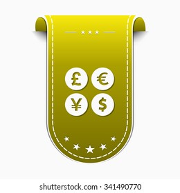 Currency Sign Yellow Vector Icon Design