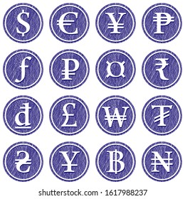 
currency signs drawn by a blue pen