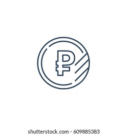 Currency signs, money exchange, ruble coin, vector mono line icons