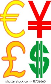 currency signs (Set of four)