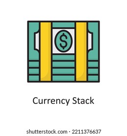 Currency Stack Vector Filled Outline Icon Design illustration. Banking and Payment Symbol on White background EPS 10 File
