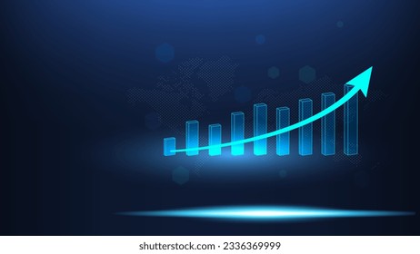 Currency stock and investment markets background with digital transformation abstract technology background and futuristic rise arrow charts. Vector illustration eps10