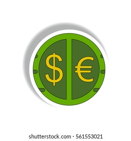 currency stock market sign Vector illustration in paper sticker style of currency exchange