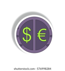 currency stock market sign Vector illustration in paper sticker style of currency exchange