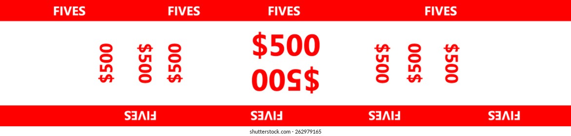 Currency strap make it easy to organize your bills of $5 (five dollar), Paper money wrapping bank strap for fives with 500 (five hundred) dollar capacity. Vector illustration - eps 10.