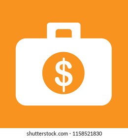 Currency and suitcase icon stock vector illustration, EPS10.