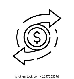 Currency swap line icon, concept sign, outline vector illustration, linear symbol.