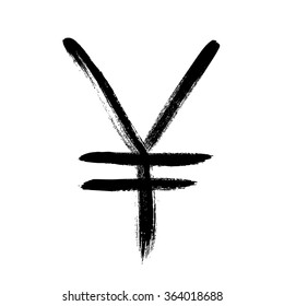Currency symbol hand drawn vector illustration. Yen sign.