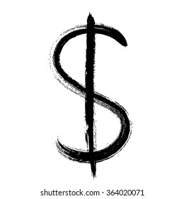 Currency Symbol Hand Drawn Vector Illustration. USD Dollar Sign.