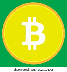 currency symbol icon on button bitcoin logo