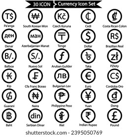 Currency-Symbol-Symbolsatz, Vektorgrafik