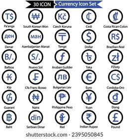 Currency-Symbol-Symbolsatz, Vektorgrafik