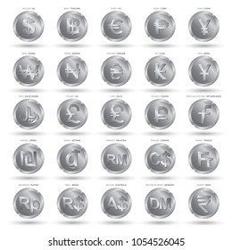 currency symbol icon sets on vector White background.