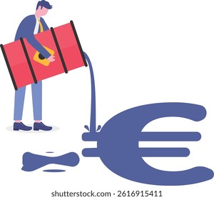 A currency symbol made of oil, expressing the relationship between oil and currency.


