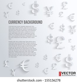 Currency symbol on background with space for text. Business vector Illustration, 