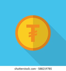 currency symbol on gold coin Mongolia Tugrik