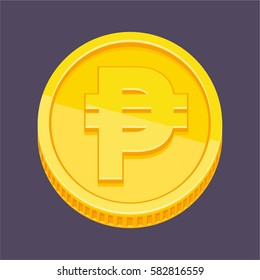 Currency symbol, Philippine peso symbol on gold coin, money sign vector illustration
