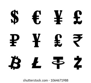 Currency symbol set. Exchange icons.