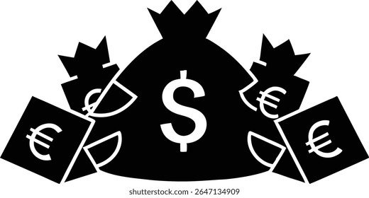 Währung Symbol Silhouette Bundle 10 Dollar EU.
