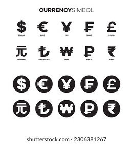 Símbolo de moneda en el paquete vector
