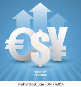currency symbols up arrow vector background
