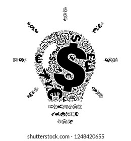 Currency symbols in Bulb shape, vector file for EPS10