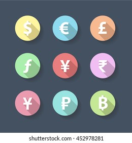 Currency Symbols flat design icon