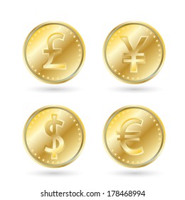 Set Money Symbol Icon Flat Coin Stock Vector (Royalty Free) 1137197087