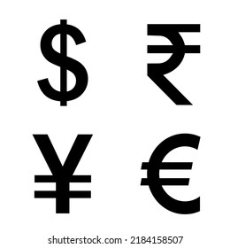 currency symbols isolated on the white background