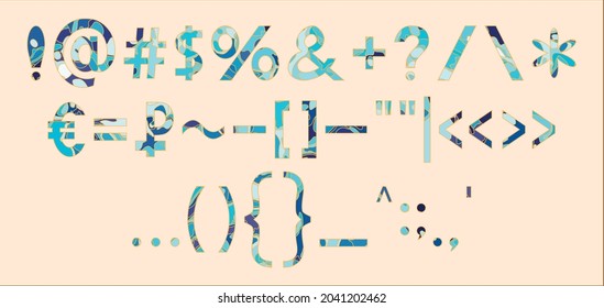 Currency symbols, mathematical symbols (percent, plus, minus, equal sign) and punctuation marks (exclamation point, question mark, quotation, brackets), at, etc. 