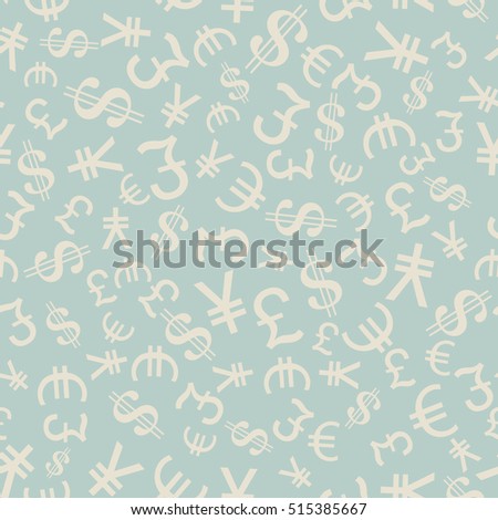 Currency Symbols Seamless pattern. Finance and trading theme. Vector Illustration.