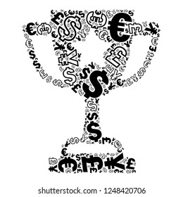 Currency symbols in trophy shape, vector file for EPS10