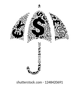 Currency symbols in umbrella shape, vector file for EPS10