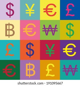 Currency symbols vector design
