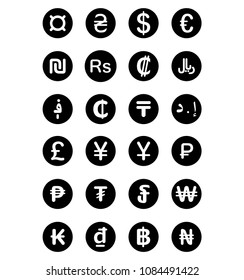 Currency symbols of the world isolated on white background