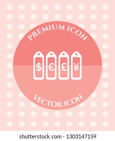 Currency Tags Icon for Web. Application, Software & Graphic Design.