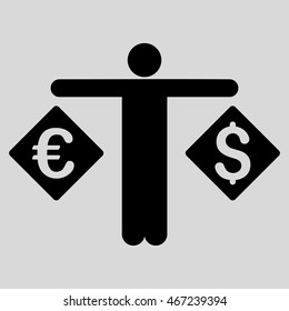 Currency Trader icon. Vector style is flat iconic symbol with rounded angles, black color, light gray background.