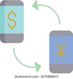 Währungstransaktion Dollar zu Yen flaches Symbol Design