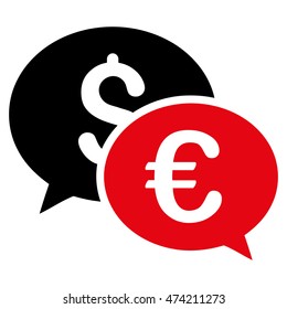 Currency Transactions icon. Vector style is bicolor flat iconic symbol, intensive red and black colors, white background.