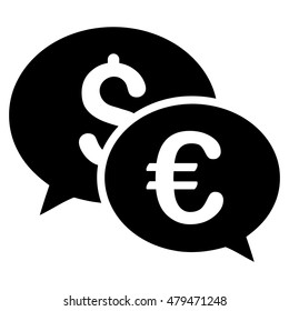 Currency Transactions icon. Vector style is flat iconic symbol, black color, white background.