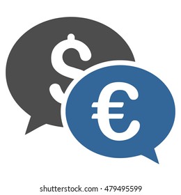 Currency Transactions icon. Vector style is bicolor flat iconic symbol, cobalt and gray colors, white background.