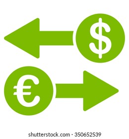 Currency Transactions vector icon. Style is flat symbol, eco green color, rounded angles, white background.