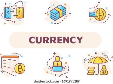 Currency, transfer money, mobile cash, global crysis - business graphic pictogram for web page and mobile applications, landing page icons and illustration, ui ux design element